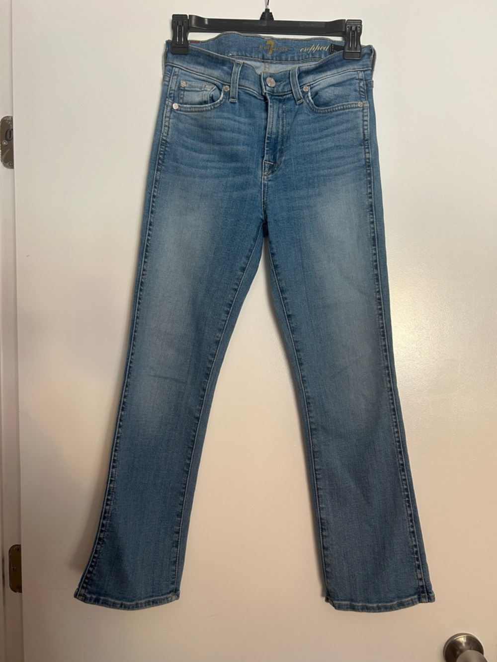 7 For All Mankind Light Blue Cropped Boot Jeans